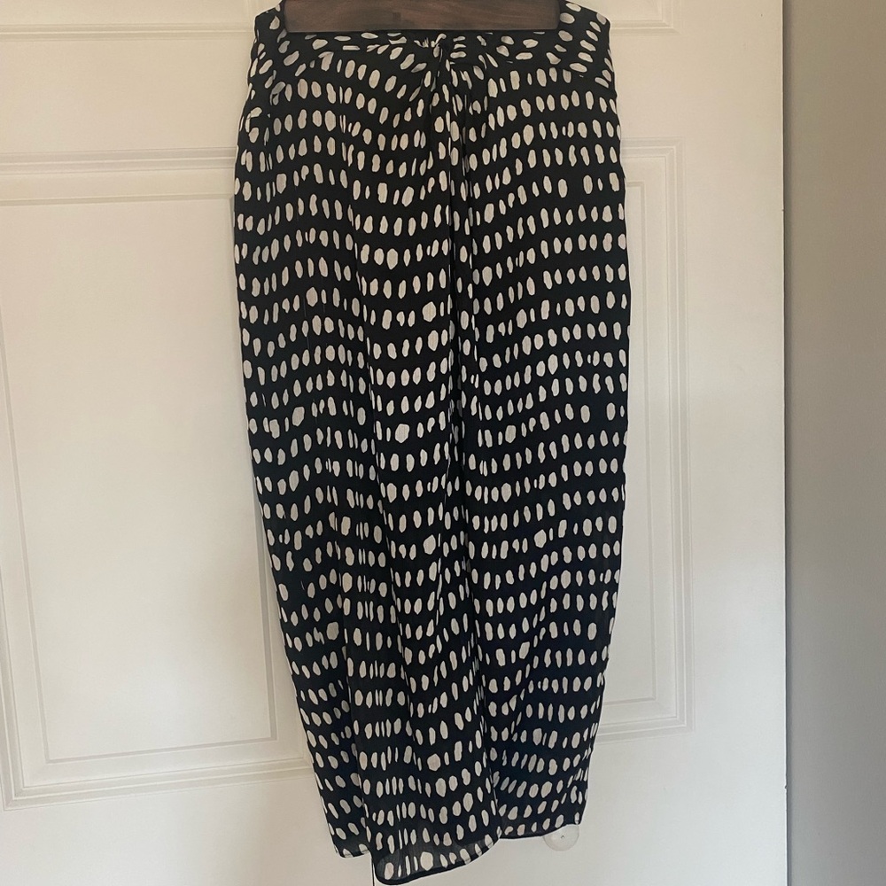 Mango Black and White Pleated Midi Skirt
